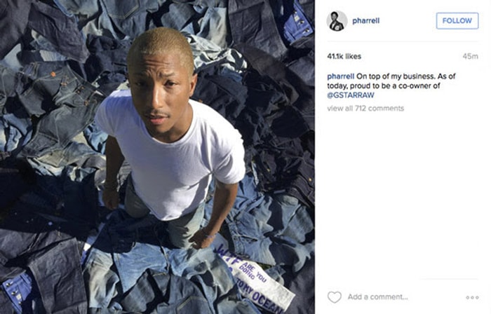 Pharell Williams wordt mede-eigenaar van G-Star RAW Pharell Williams wordt mede-eigenaar van G-Star RAW