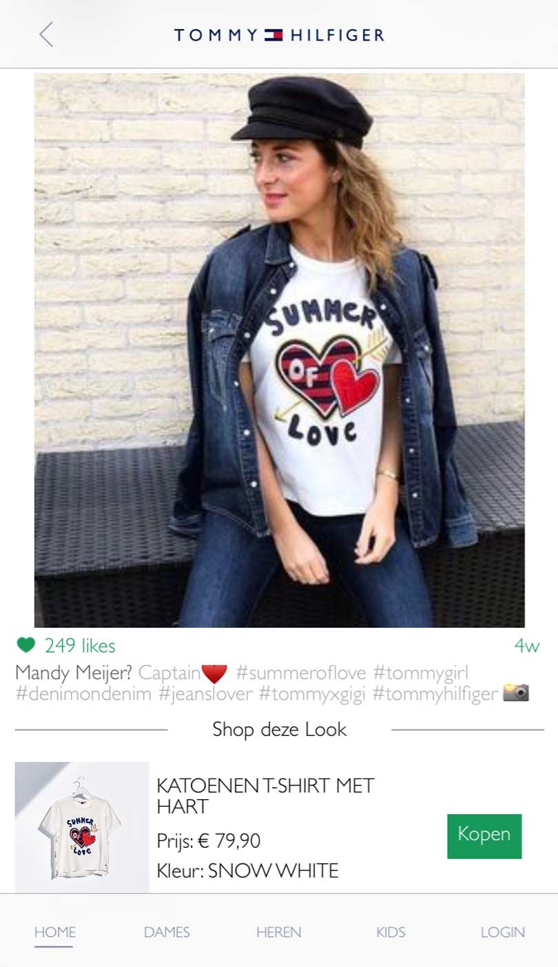 Tommy Hilfiger lanceert nieuwe app met shoppable Instagram-foto’s Tommy Hilfiger lanceert nieuwe app met shoppable Instagram-foto’s