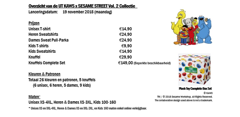 UNIQLO Lanceert KAWS x SESAME STREET UT collectie UNIQLO Lanceert KAWS x SESAME STREET UT collectie