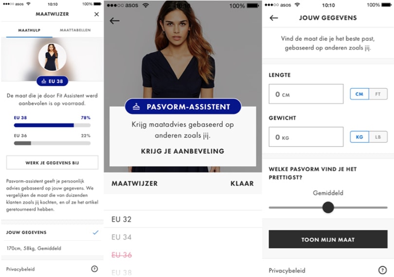 Asos lanceert online pasvorm-tool Asos lanceert online pasvorm-tool